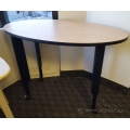 Maple and Black 48 x 24 Height Adjustable Rolling Oval Table